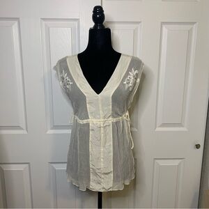 Cream Silk Embroidered Blouse